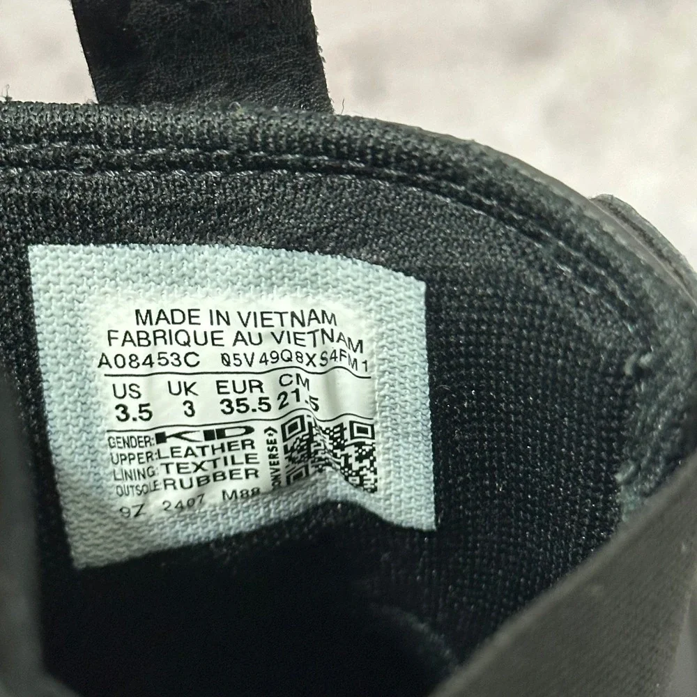 Converse All Star Lugged Chelsea Boots Kids 3.5 Black A08453C Leather Platform